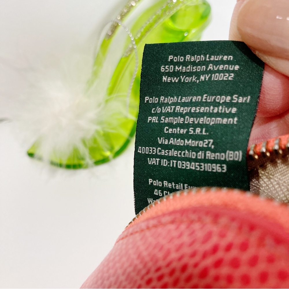 Ralph Lauren Peach Reptile Embossed Brush or Makeup Bag Zipper Top - Picture 8 of 9